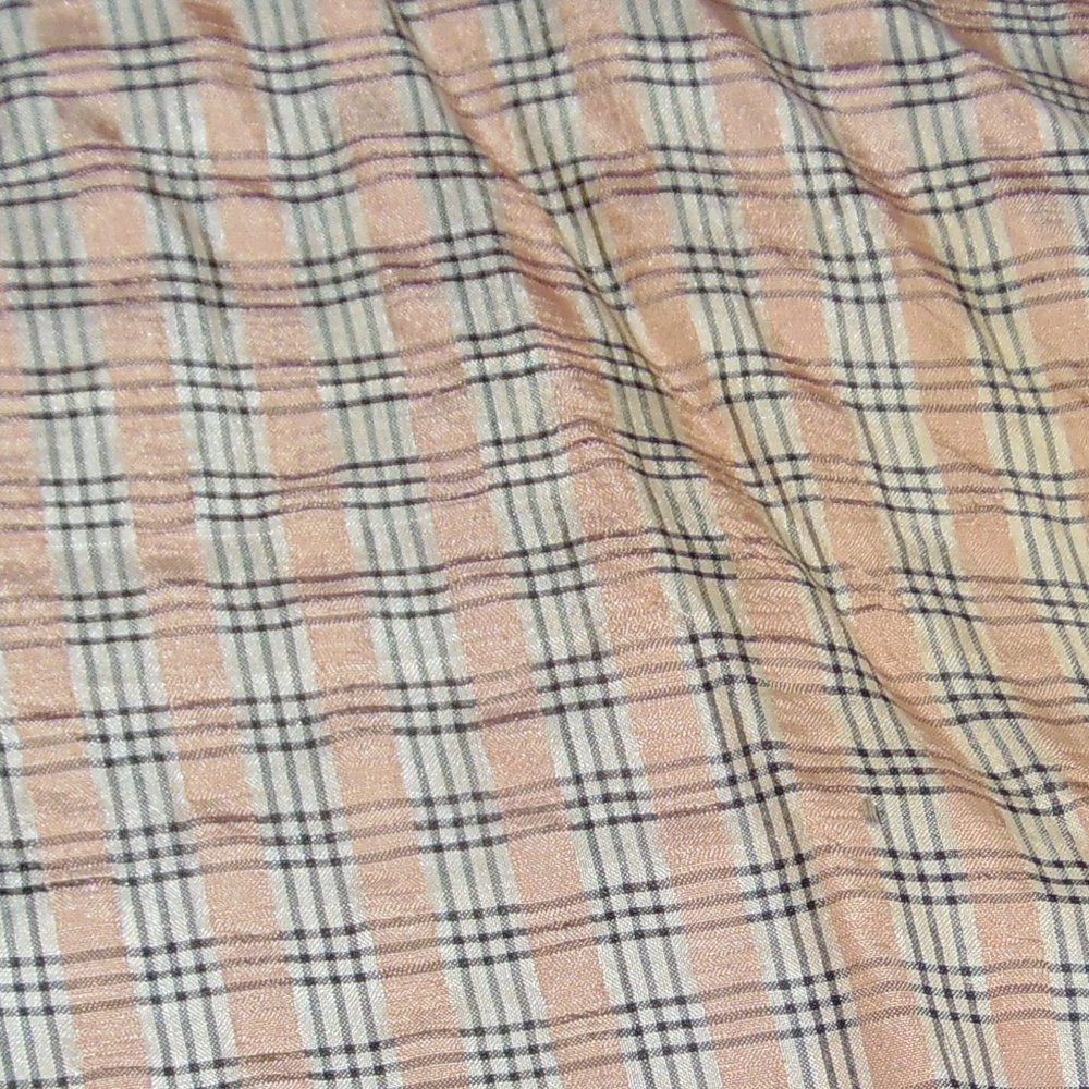 Royal Silk - Beige Check Top - Size M